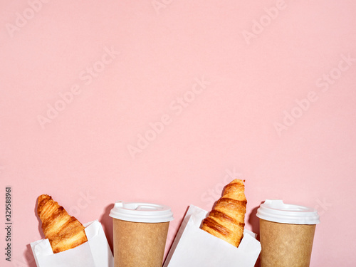 Breakfast to go with croissants and coffee.