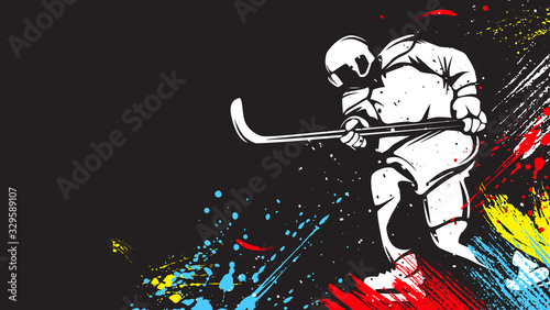 Hockeyl player. Hockeyl cap. Abstract isolated vector silhouette. Iink drawing hockey player.