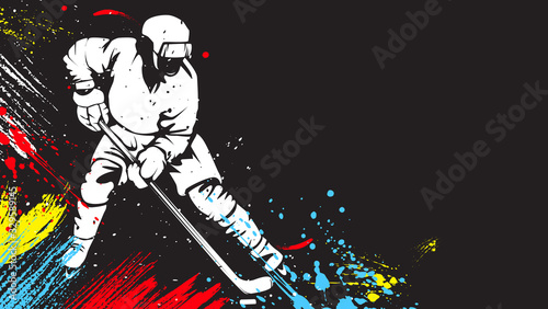Hockeyl player. Hockeyl cap. Abstract isolated vector silhouette. Iink drawing hockey player.