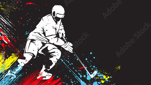 Hockeyl player. Hockeyl cap. Abstract isolated vector silhouette. Iink drawing hockey player.