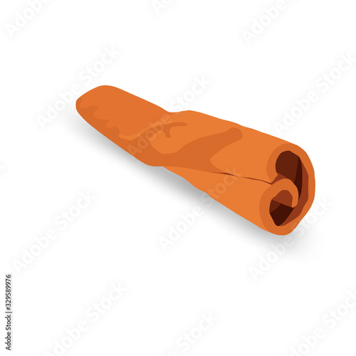 Detailed illustration rolled cinnamon stick. Aromatic spice for dishes. Cuisine theme. Cooking and aromatherapy ingredient. Decorative vector element