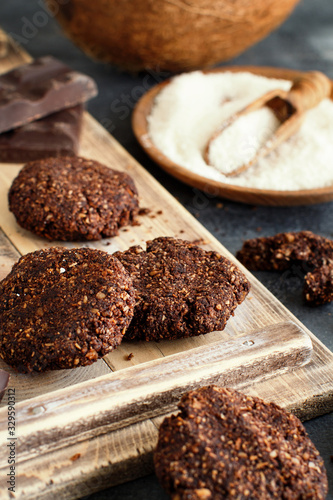 Keto Chocolate Cookies with almond and coconut flour. Atkins, ketogenic.
