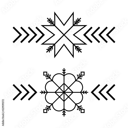 Old baltic Folk star or flower snowflake symbol.