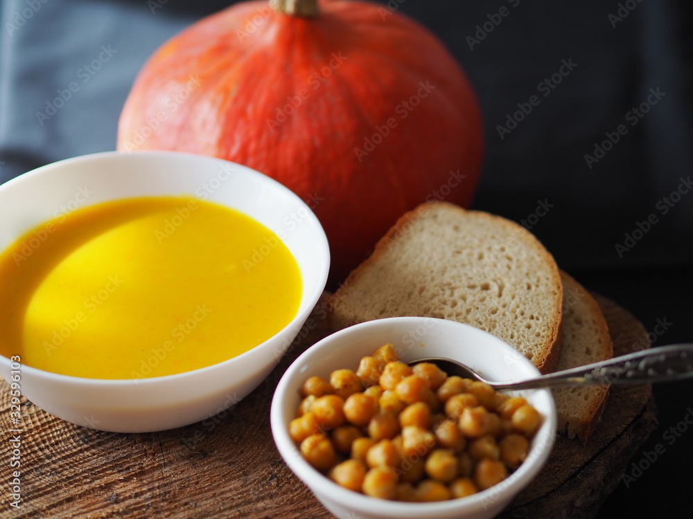 Pumpkin soup hokaido with chickpeas Pumpkin soup hokaido with chickpeas