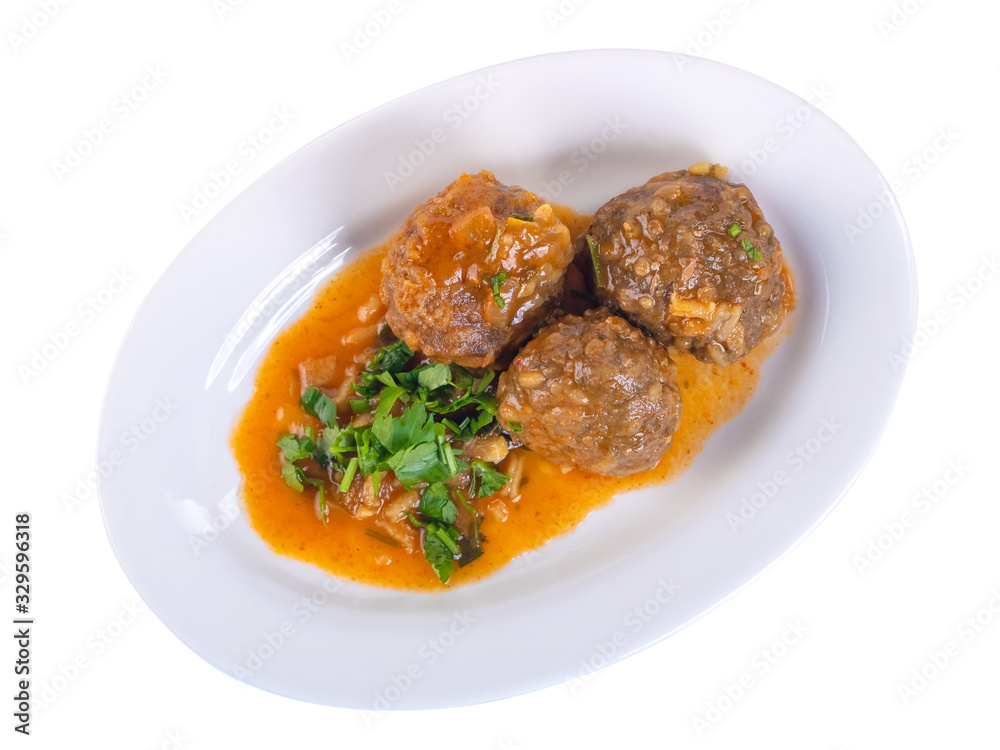 Delicious Swedish meatballs with a hearty brown sauce with parsley Delicious Swedish meatballs with a hearty brown sauce with parsley