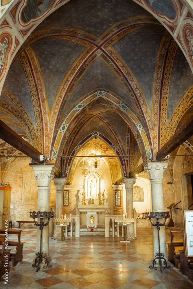 interior of catholic church in Treviso, Italy
