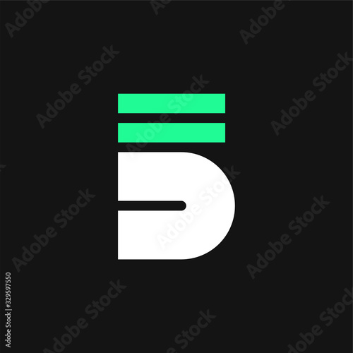 Green Lines Geometric Vector Logo Number 5