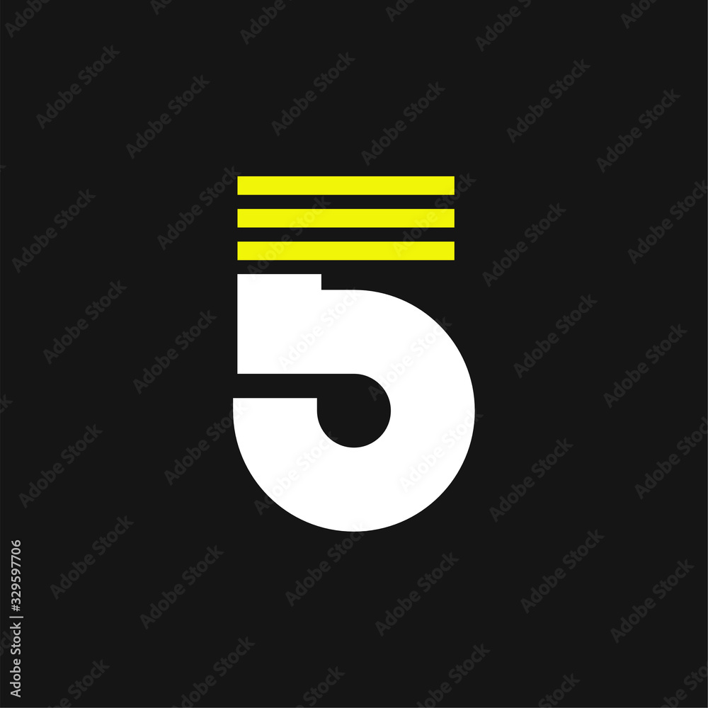 Yellow Lines Geometric Vector Logo Number 5 Yellow Lines Geometric Vector Logo Number 5