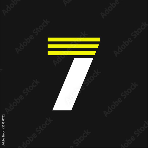Yellow Lines Geometric Vector Logo Number 7