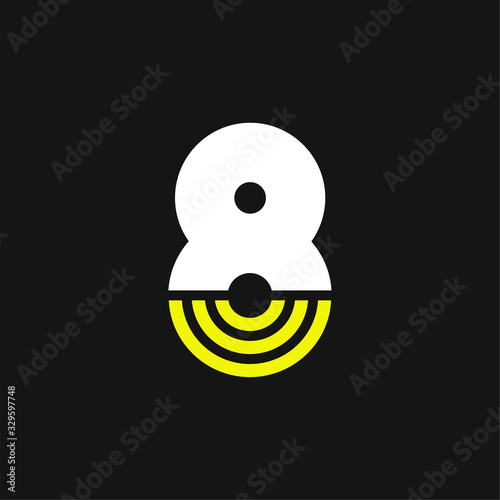 Yellow Lines Geometric Vector Logo Number 8