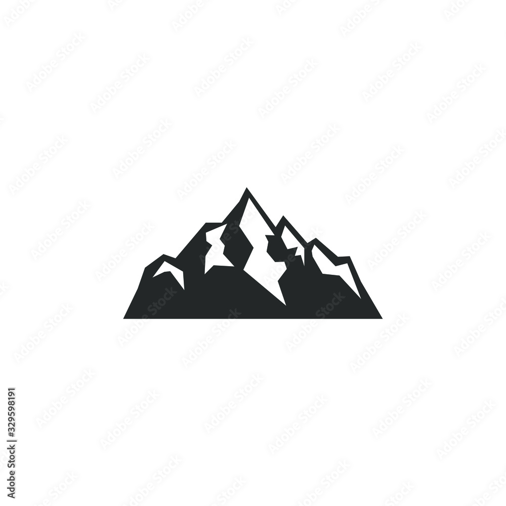Mountain Icon vector sign isolated for graphic and web design. Mountain large natural rock with snow top symbol template color editable on white background. Mountain Icon vector sign isolated for graphic and web design. Mountain large natural rock with snow top symbol template color editable on white background.