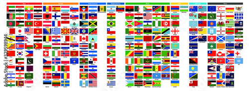 世界の国旗 | World flags - アジア39ヶ国・ヨーロッパ41ヶ国・北アメリカ23ヶ国・南アメリカ12ヶ国・アフリカ54ヶ国・NIS12ヶ国・オセアニア16ヶ国・その他41　合計238種類