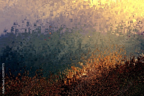 Wallpaper Mural sunset in the city that never sleeps, abstract expressionist illustration, Torontodigital.ca