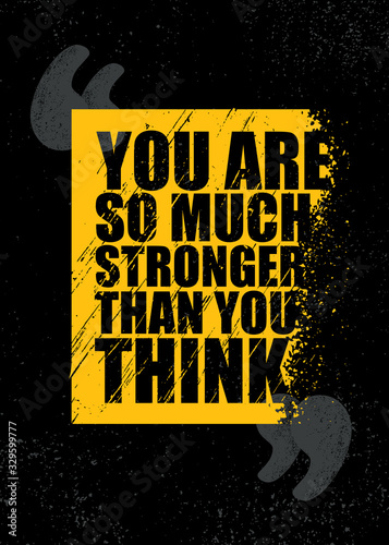 You Are So Much Stronger Than You Think. Inspiring Sport Workout Typography Quote Banner On Textured Background. Gym Motivation Print