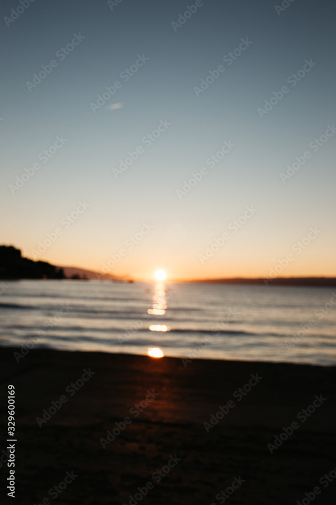 Obraz premium Beautiful sunset/sunrise over sea in Split, Croatia. sLandscape photos of cost line.