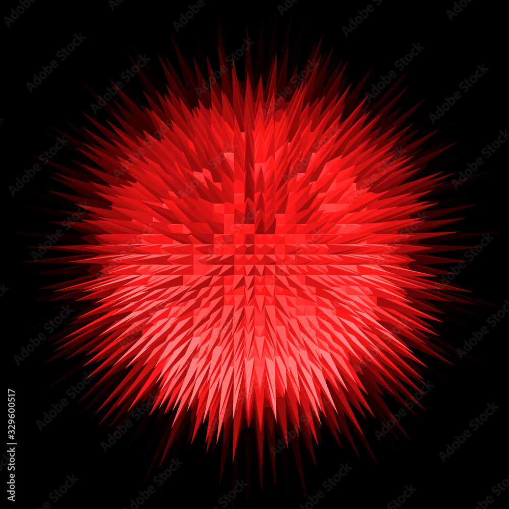 Red fireworks in the sky. Abstract circle geometric splash background Red fireworks in the sky. Abstract circle geometric splash background