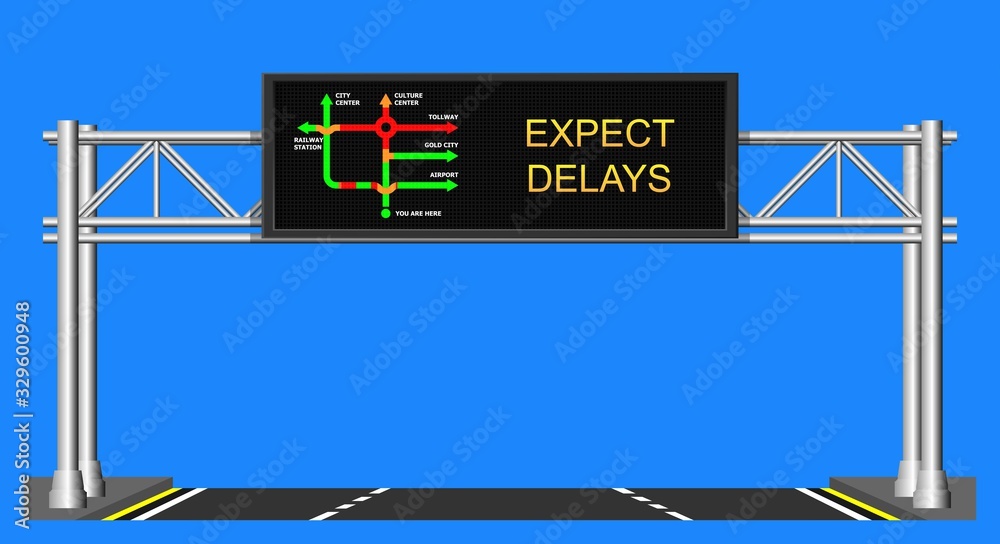 Vecteur Stock Traffic information display jam delay status highway  expressway motorway warn driver motorist caution intelligent electronic led  outdoor technology congestion car urban city realtime monitoring system |  Adobe Stock