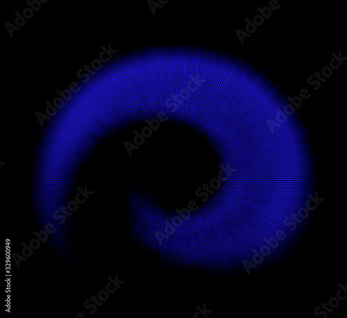 Abstract black background with blue isolated swirl