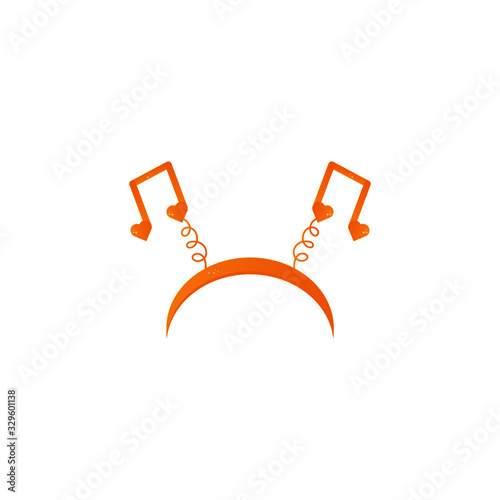 Carnival hoop on the head. Cartoon headband with musical note on white background. Attribute of costume.