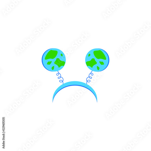 Carnival hoop on the head. Cartoon headband with planet on white background. Attribute of costume.