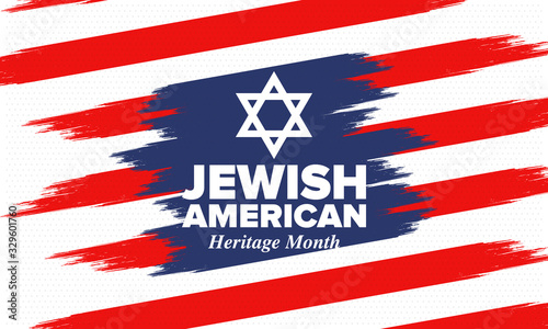 Jewish American Heritage Month. Celebrated annual in May. Jewish American contribution to the history United States. Star of David. Israel symbol. Poster, card, banner and background. Vector