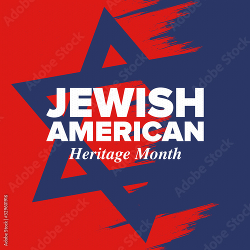 Jewish American Heritage Month. Celebrated annual in May. Jewish American contribution to the history United States. Star of David. Israel symbol. Poster, card, banner and background. Vector