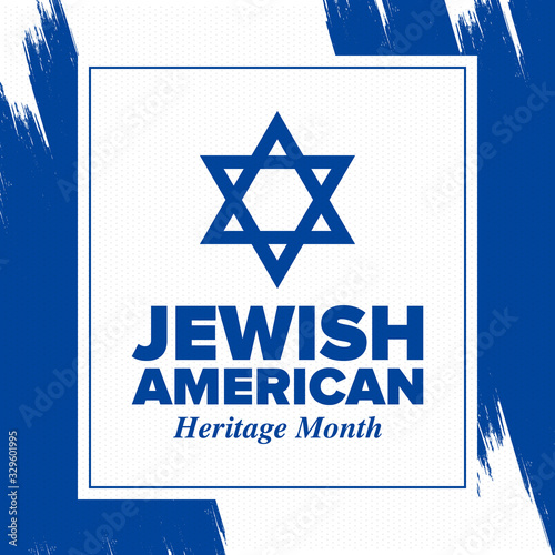 Jewish American Heritage Month. Celebrated annual in May. Jewish American contribution to the history United States. Star of David. Israel symbol. Poster, card, banner and background. Vector