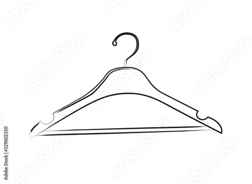 clothes hanger  hand drawing black contour vector illustration photo