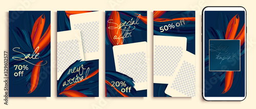 Set of Instagram stories template sale banner background, template photo, can be use for, landing page, website, mobile app, poster, flyer, coupon, gift card. insta fashion