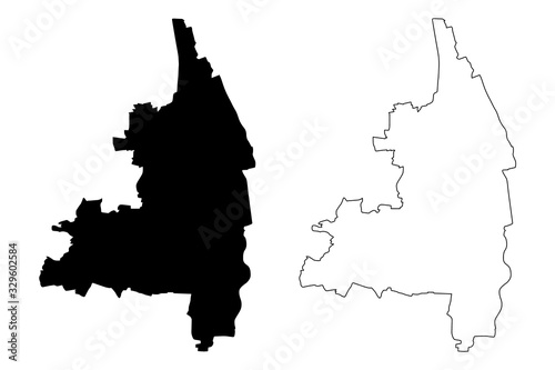 Billede på lærred Augsburg City (Federal Republic of Germany, Bavaria) map vector illustration, sc