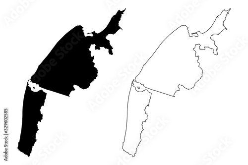 Batumi City (Republic of Georgia, Autonomous Republic of Adjara) map vector illustration, scribble sketch City of Batumi map