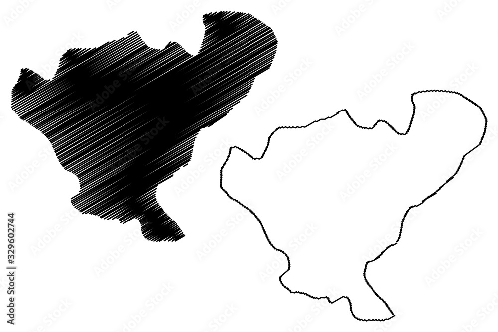 Probistip Municipality (Republic of North Macedonia, Eastern Statistical Region) map vector illustration, scribble sketch Probistip map