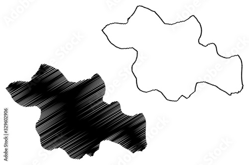 Strumica Municipality (Republic of North Macedonia, Southeastern Statistical Region) map vector illustration, scribble sketch Strumica map photo