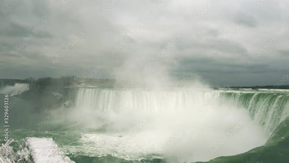 Waterfall landscape on cloudy day. Niagara Falls, Canada. Static Waterfall landscape on cloudy day. Niagara Falls, Canada. Static