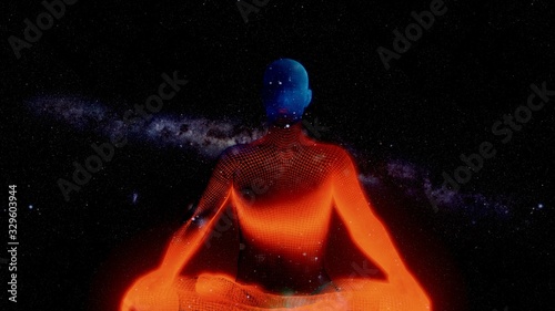 Illustration 3D d'une position de yoga 