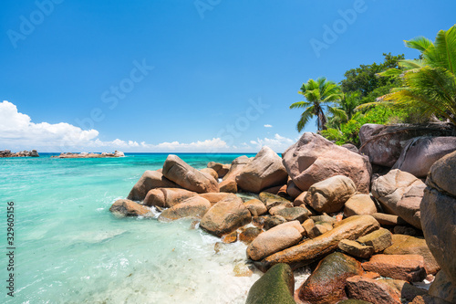 Beautiful beach on an island in the Seychelles