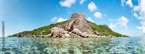 Turtle Rock on La Digue island in the Seychelles