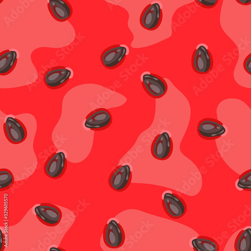 Seamless pattern of slice ripe watermelon with seeds.