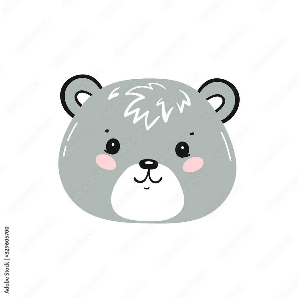 Cute Brown Bear Head Print Design for Kids. Little Baby Gray Teddy Bear Face. Doodle Cartoon Kawaii Animal Vector Illustration. Scandinavian Print or Poster Design, Baby Shower Card Cute Brown Bear Head Print Design for Kids. Little Baby Gray Teddy Bear Face. Doodle Cartoon Kawaii Animal Vector Illustration. Scandinavian Print or Poster Design, Baby Shower Card