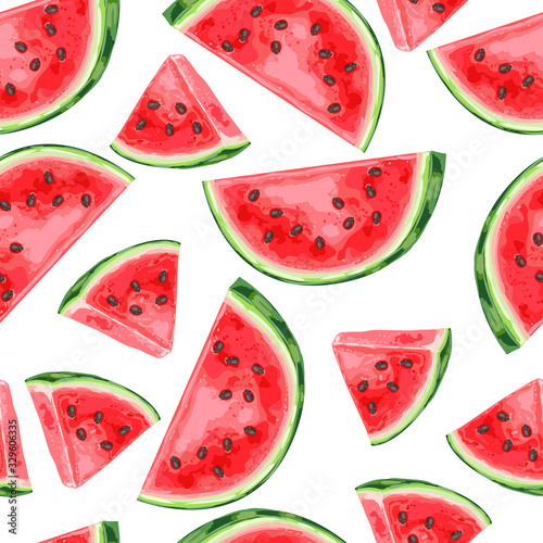 Fototapeta Naklejka Na Ścianę i Meble -  Seamless pattern with watermelons slices.