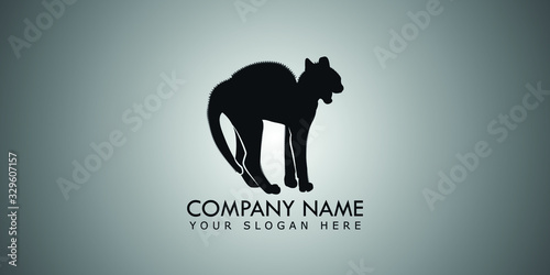 Scared cat silhouette logo design 