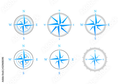 Compass on white background. Flat vector navigation symbol. Vector stock illustration.