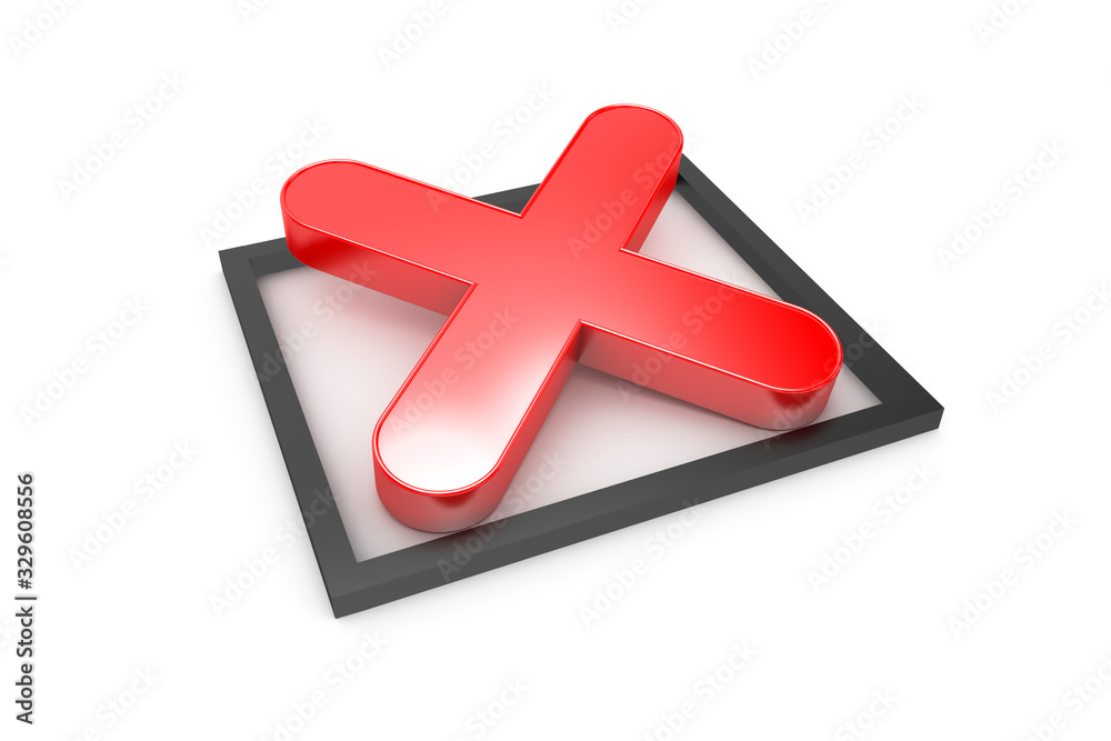 Obraz premium 3D Rendering of Red Cross Sign on Black Frame