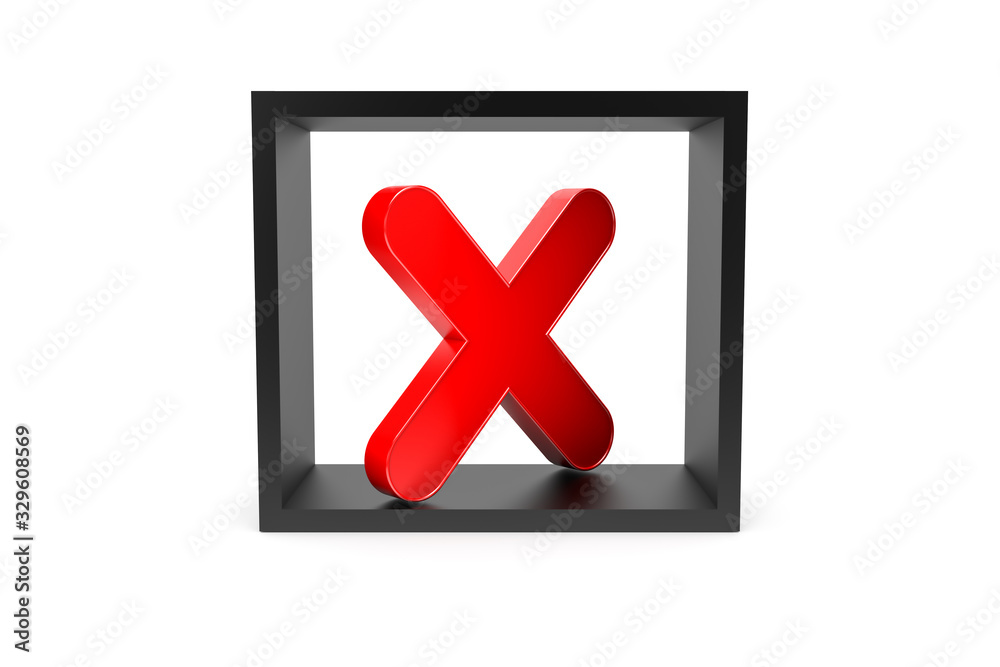 Obraz premium 3D Rendering of Red Cross Sign on Black Frame