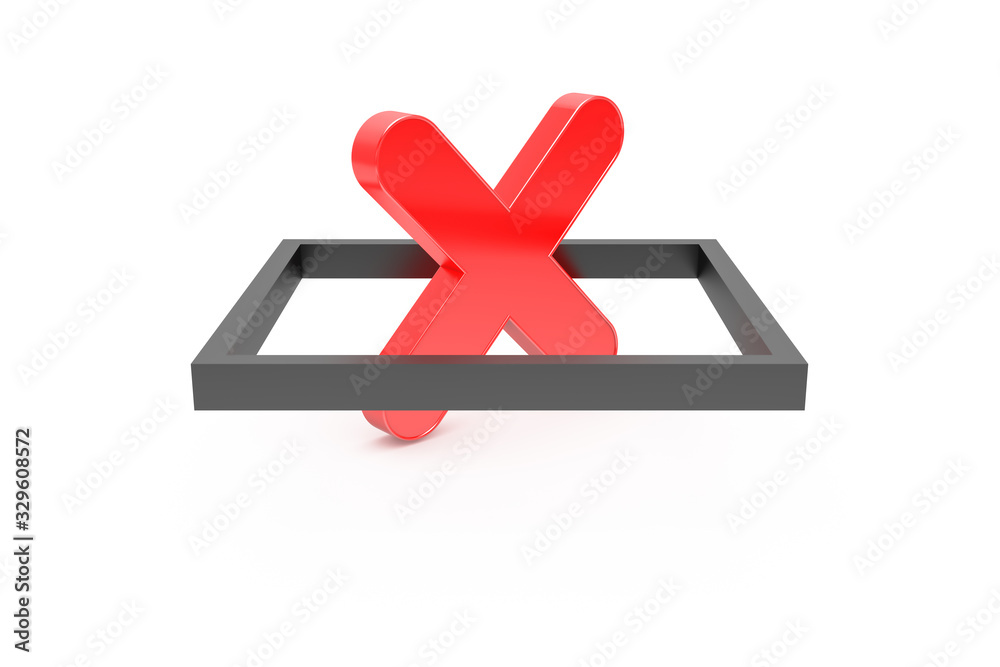 Fototapeta premium 3D Rendering of Red Cross Sign on Black Frame