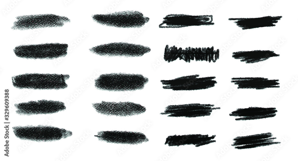 Black grunge stroke brush set for your design, vector.