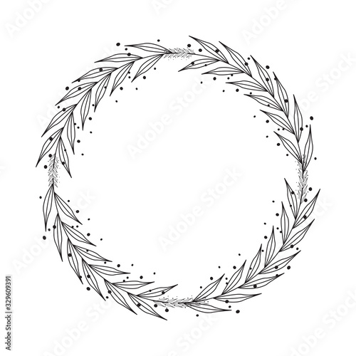 A laurel wreath. circular wreath. interlocking branches and leaves of the bay laurel vector.