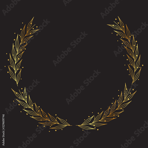 A laurel wreath. circular wreath. interlocking branches and leaves of the bay laurel vector.