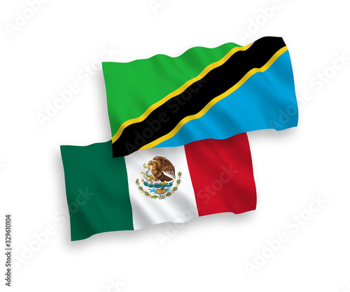 Flags of Mexico and Tanzania on a white background