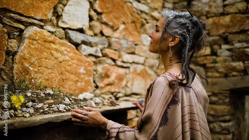 Wallpaper Mural Beautiful women is enjoying herself in the ruined house. Torontodigital.ca